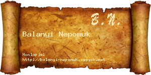 Balanyi Nepomuk névjegykártya